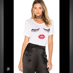 LAUREN Moshi Red Lips Eyelashes T-Shirt size Small
